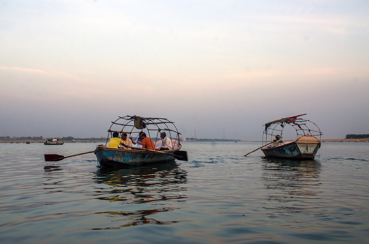 Boats at the Triveni Sangam, Prayagraj